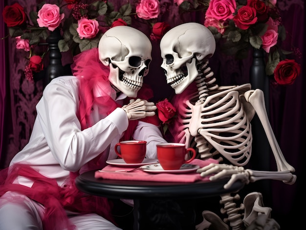 Gratis foto skelettenpaar dat een date heeft