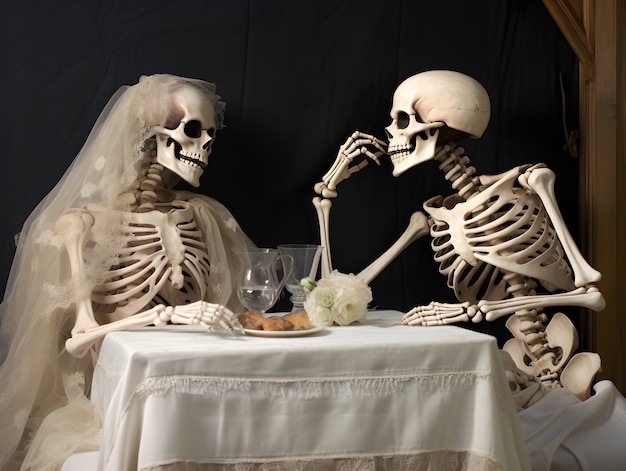 Skelettenpaar dat een date heeft