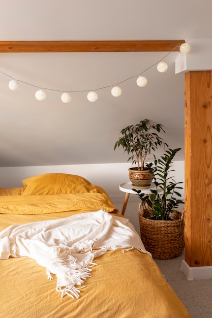 Slaapkamer interieur met planten