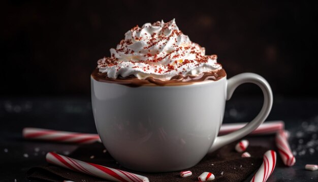 Slagroom en chocolade versieren zoete drank gegenereerd door AI