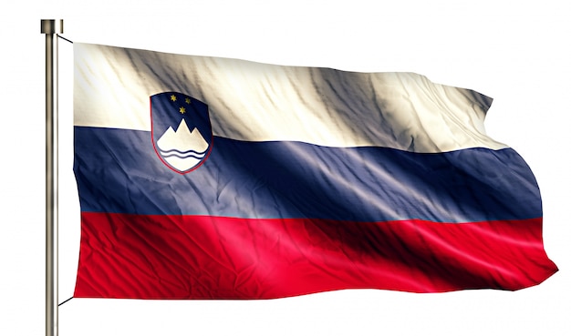 Slovenië Nationale Vlag Geïsoleerde 3D Witte Achtergrond