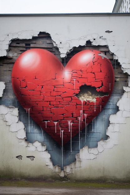 Gratis foto sluit omhoog op gebroken hartgraffiti