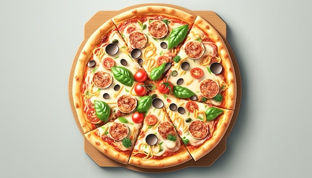 Gratis foto smakelijke pizza in stukjes gesneden generatieve ai