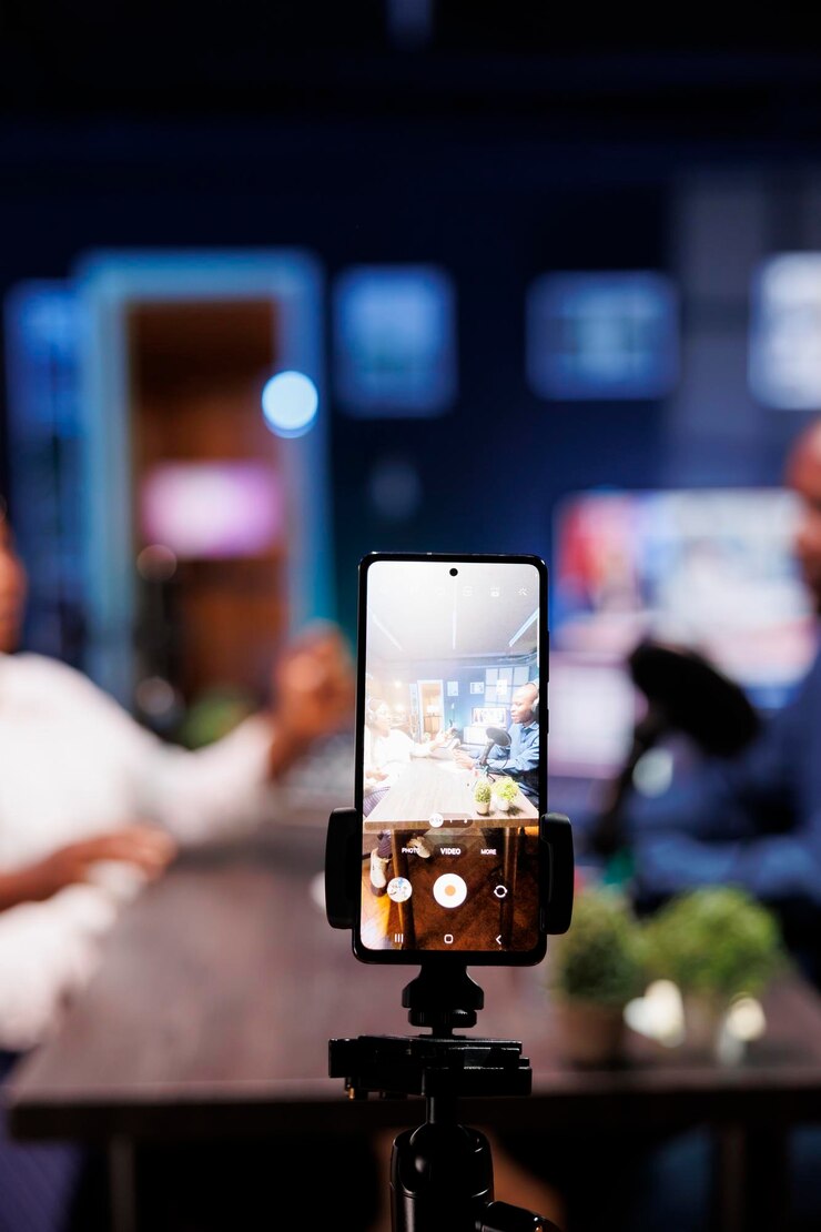 Gratis Foto smartphone op driepoot plaatst influencers
