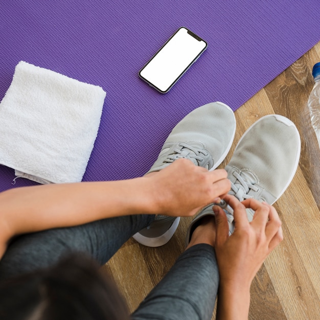 Smartphone sjabloon met yoga concept