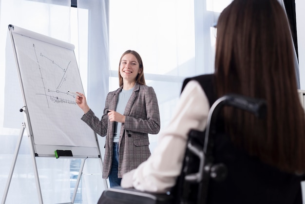 Gratis foto smileyvrouwen die samenwerken