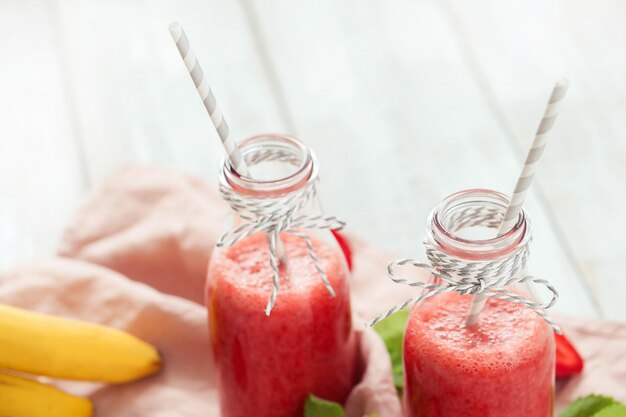 Smoothiedrank met aardbeien