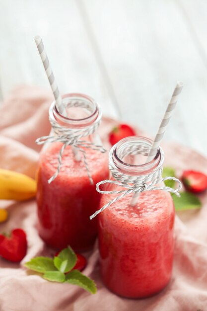 Smoothiedrank met aardbeien