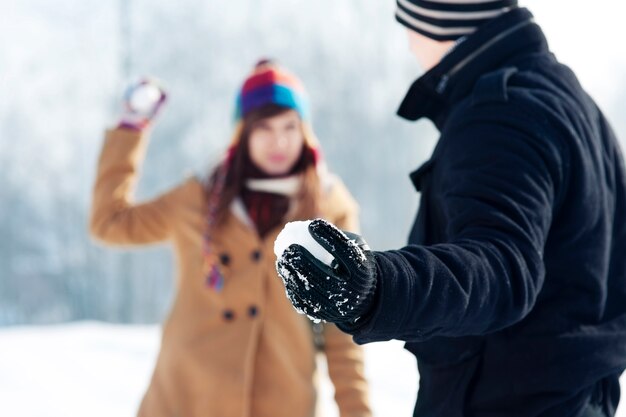 Sneeuwballen gevecht!