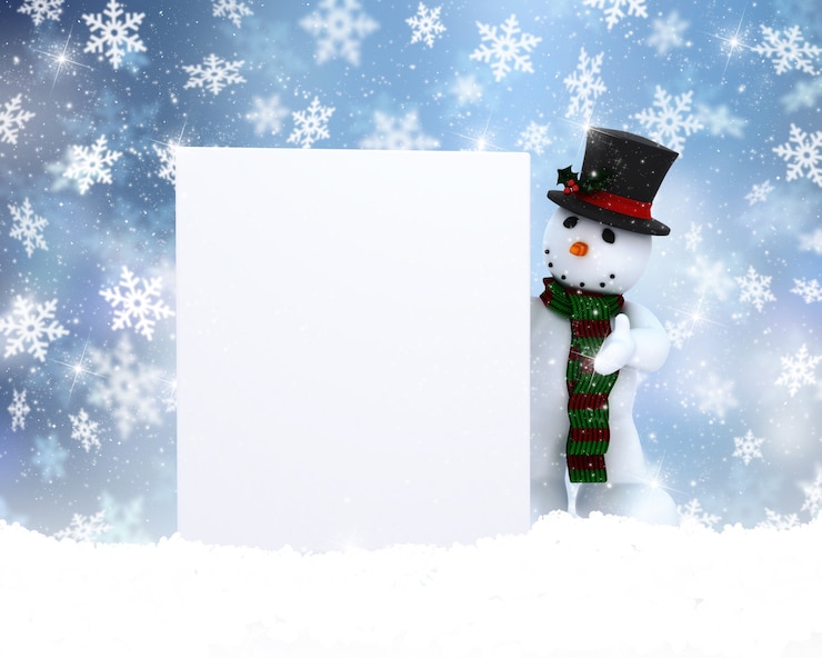 Gratis Foto sneeuwman met leeg teken