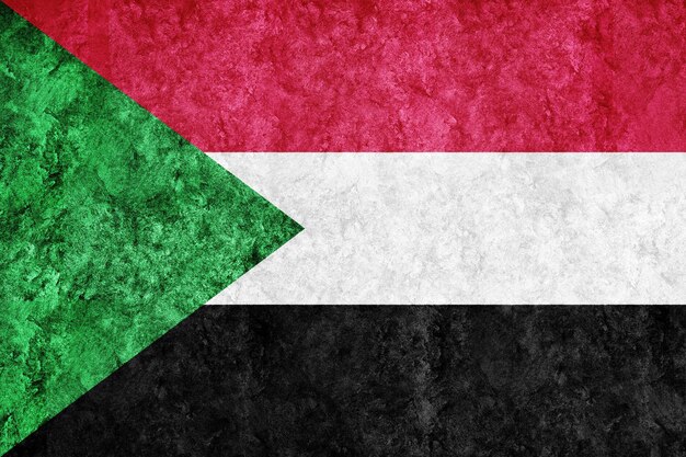 Soedan metalen vlag, getextureerde vlag, grunge vlag