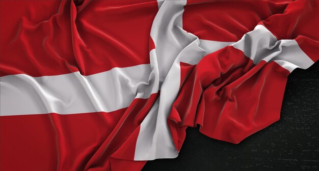 Soevereine Militaire Orde van Malta Vlag Gerimpeld Op Donkere Achtergrond 3D Render