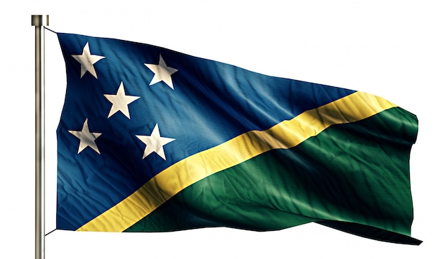 Solomon Islands National Flag Geïsoleerde 3D Witte Achtergrond