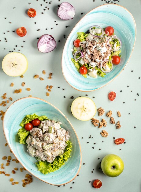 Soort twee salade op de mening van de lijstbovenkant