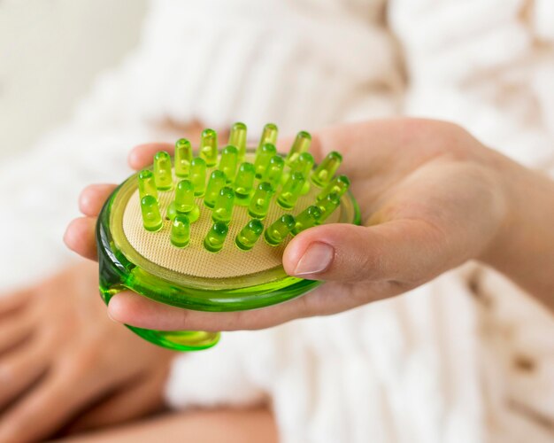 Spa thuis groene massageborstel