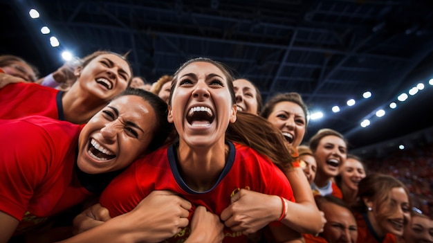 Gratis foto spaans team viert feest na het winnen van de finale