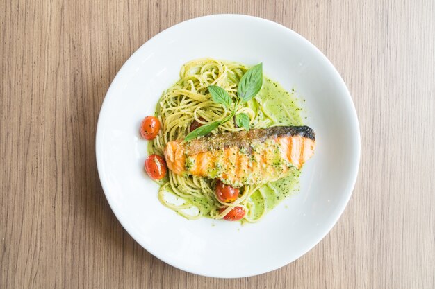 Spaghetti Pesto Zalm