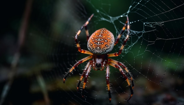 Spookachtig spinachtig spinnenweb in bos gegenereerd door AI