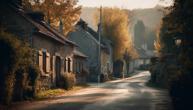 Gratis foto spookachtige nacht oude architectuur geruïneerd huisje mysterie gegenereerd door ai