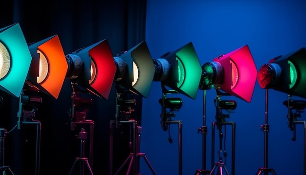 Gratis foto spotlight verlicht toneeldecor bij populair concert gegenereerd door ai