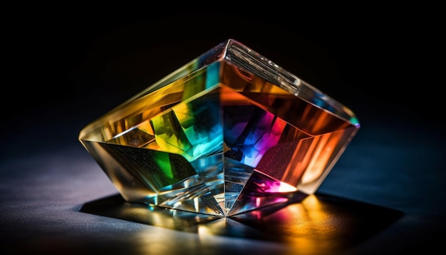 Sprankelende diamant weerspiegelt levendige kleuren in feest gegenereerd door AI