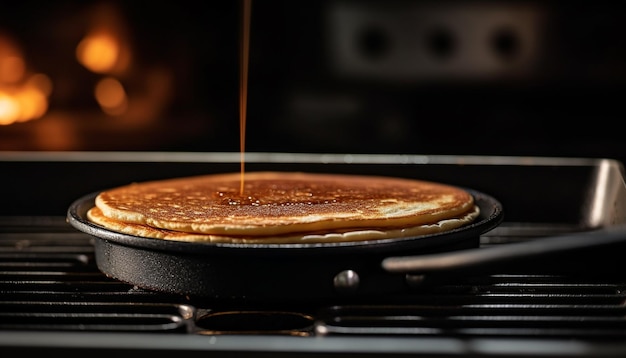 Stapel pannenkoeken met honing en boter gegenereerd door AI