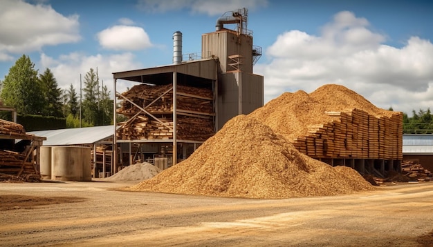 Stapels houten planken voor bouwconstructie gegenereerd door ai