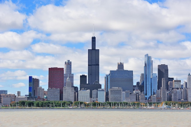 Gratis foto stedelijke skyline van de stad chicago