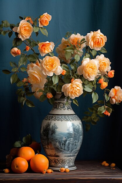 Stelletje mooie bloeiende rozen in vaas
