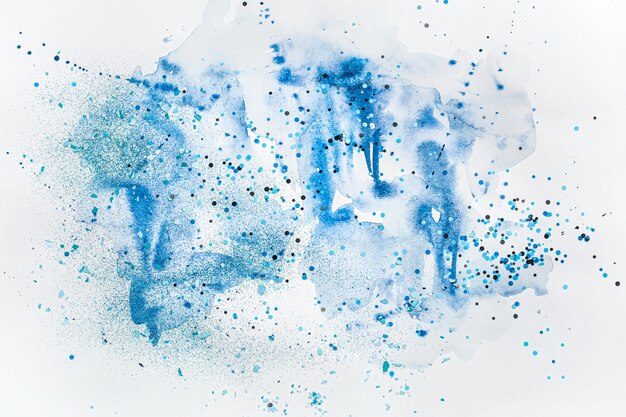 Stijlvolle creatieve aquarel in blauw met pailletten.