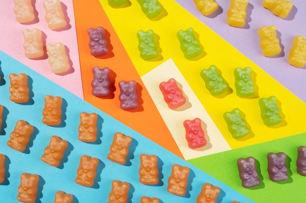 Stilleven van kleurrijke gummyberen