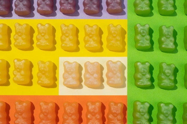 Stilleven van kleurrijke gummyberen