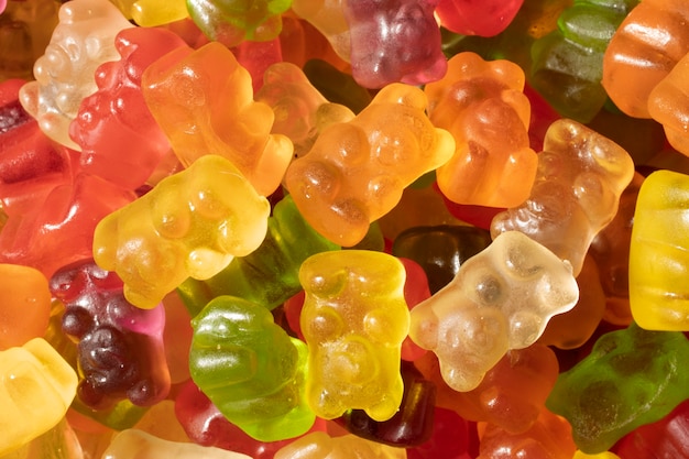 Stilleven van kleurrijke gummyberen