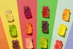 Gratis foto stilleven van kleurrijke gummyberen