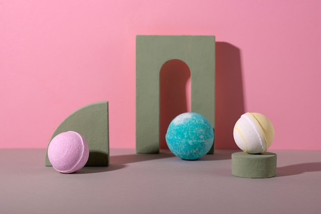 Gratis foto stilleven van ongebruikte bath bombs