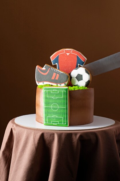 Stilleven van voetbalfan verjaardag themafeest