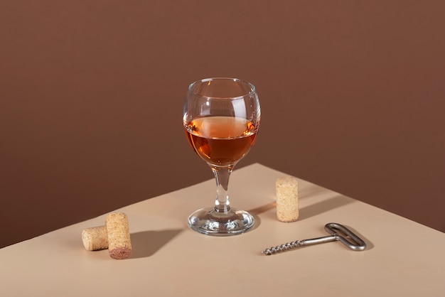 Stilleven van wijnkaraf op tafel