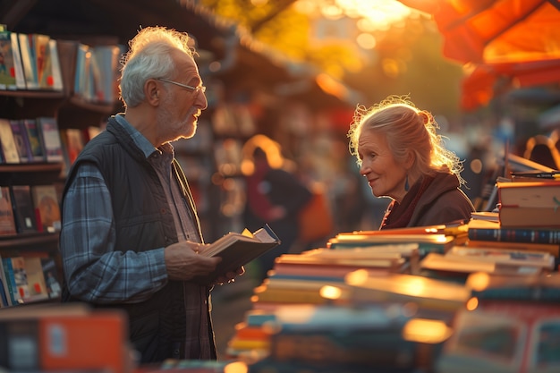 Gratis foto straatmarkt bij zonsondergang