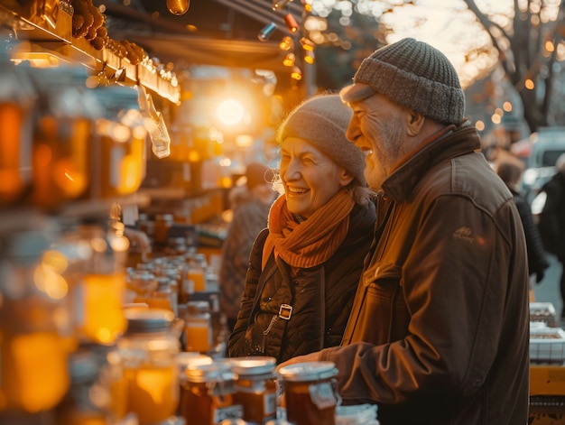 Gratis foto straatmarkt bij zonsondergang