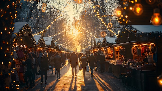 Gratis foto straatmarkt bij zonsondergang