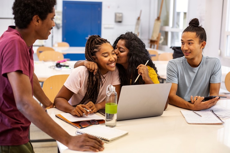Gratis Foto studenten van verschillende etniciteiten stampen