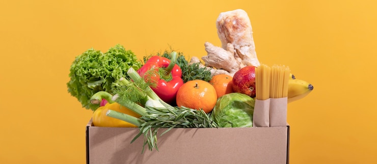 Gratis Foto supermarktbannerconcept met ingrediënten