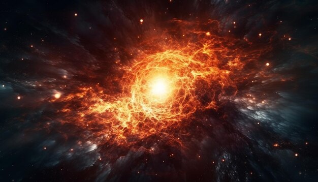 Supernova-explosie ontsteekt vurig inferno in door AI gegenereerde deep space-straling