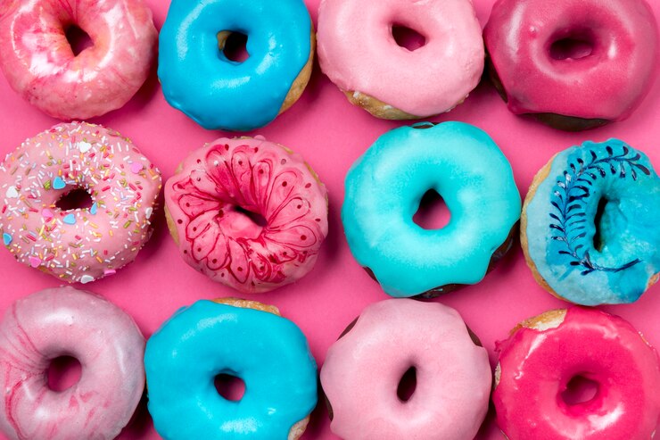 Gratis Foto sweet donut assortiment plat lag