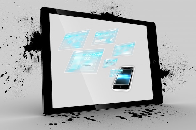 Gratis foto tablet met een smartphone