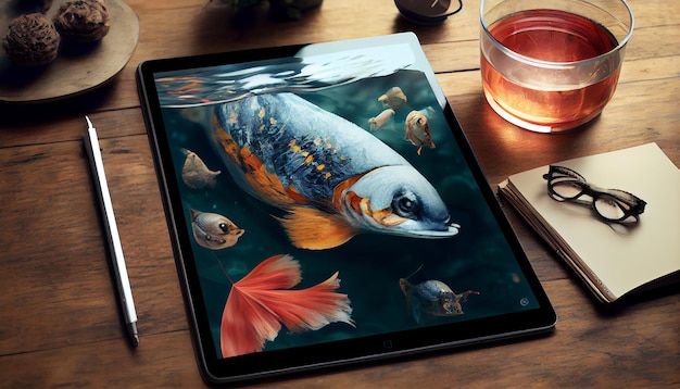 Tablet met sealife in generatieve AI op de werkplek