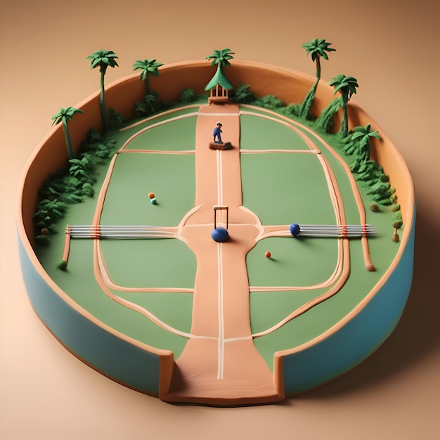 Gratis foto tafeltennisspel in de vorm van een eiland 3d-weergave