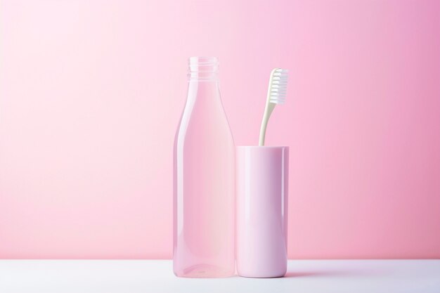 Tandenborstelproduct met zachte roze tinten