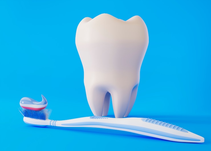 Gratis Foto tandhygiëneconcept met blauwe achtergrond