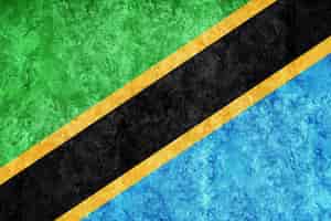 Gratis foto tanzania metalen vlag, getextureerde vlag, grunge vlag